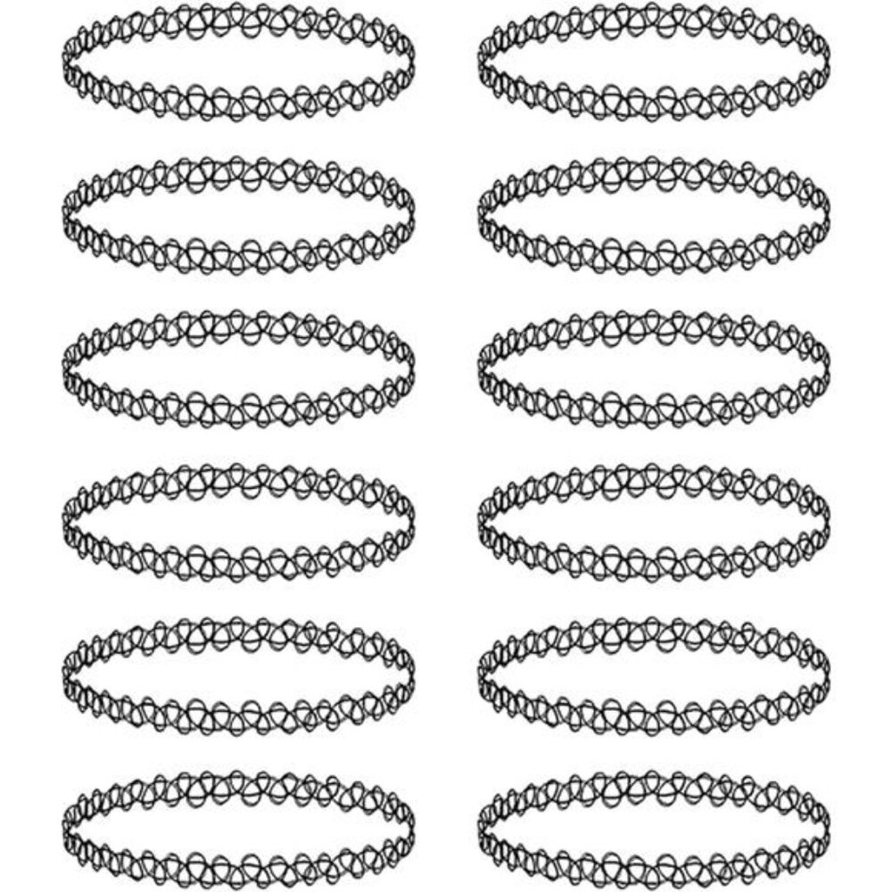 12PC Tattoo Choker Necklace - 90s Accessories 2000s Jewelry